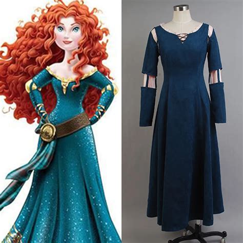 Hot Film Adult Brave Princess Merida Costume Cosplay Women Merida Dress ...