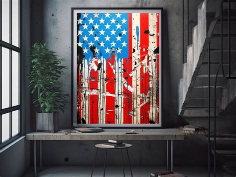 American Flag Graffiti Wall Art Digital Printable USA Flag - Etsy