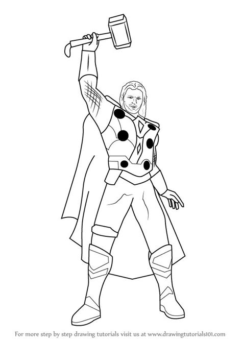 How to Draw Thor - DrawingTutorials101.com | Thor drawing, Avengers ...