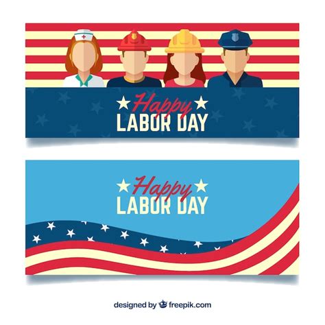 Free Vector | Labor day banners with flat edsign