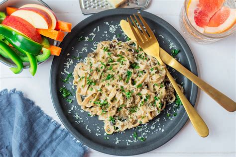 Pasta with child-friendly gorgonzola sauce and veg