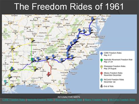 Freedom rides map - Civil rights