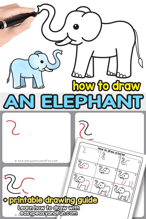 How to Draw an Elephant - Step by Step Elephant Drawing Tutorial - Easy ...