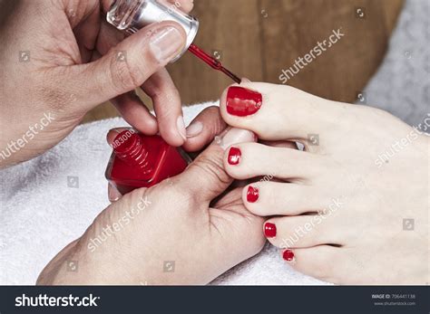 Pedicure Toenails Painted Red Stock Photo 706441138 | Shutterstock