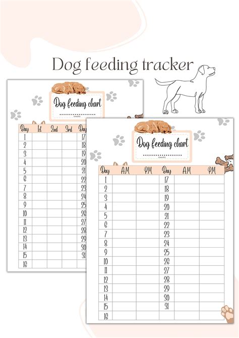 Dog Feeding Tracker Printable Feeding Chart monthly - Etsy