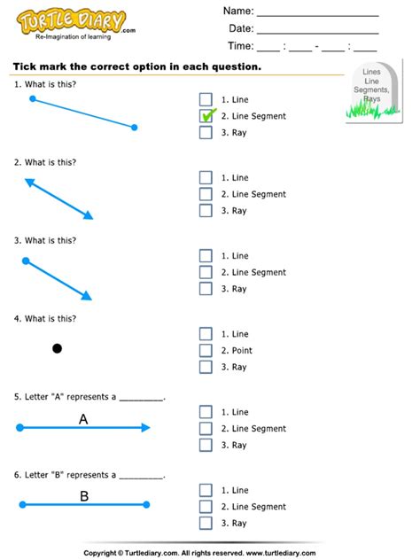 Identify Point Line Ray and Line Segment