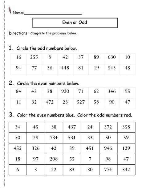 Odd And Even Numbers Worksheets Grade 1