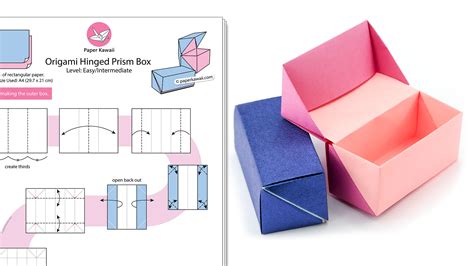 Origami Hinged Prism Gift Box Diagram - Paper Kawaii Shop