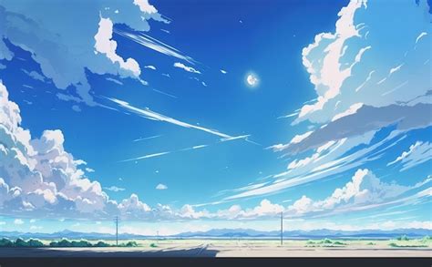 Premium Photo | Clear blue sky background anime style