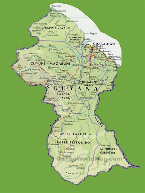 Detailed map of Guyana - Ontheworldmap.com