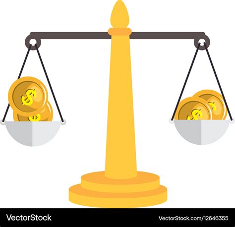 Balance scale with money isolated icon Royalty Free Vector