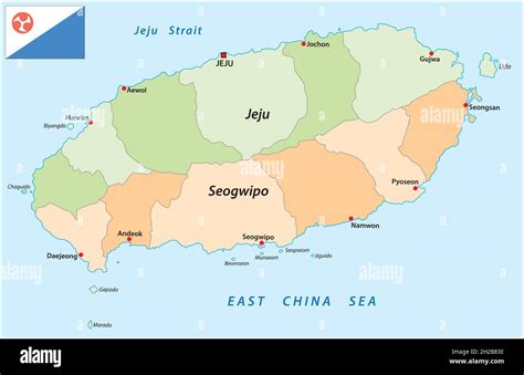 administrative map of the South Korean island Jeju Stock Vector Image ...