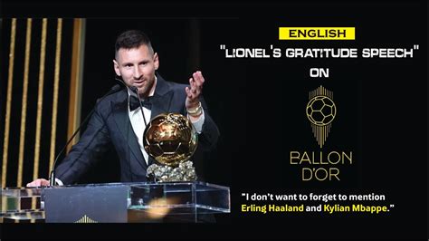 Messi English speech Ballon D'or 2023 with Subtitle - YouTube