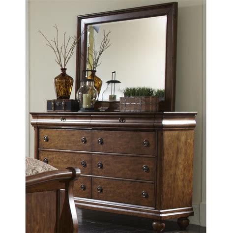 Liberty Furniture Rustic Traditions Eight-Drawer Dresser with Wood ...