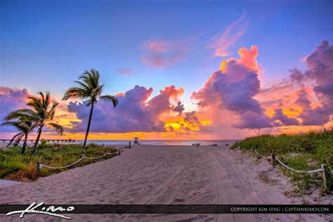 Pompano Beach Pier Beach Entrance Sunrise | Royal Stock Photo