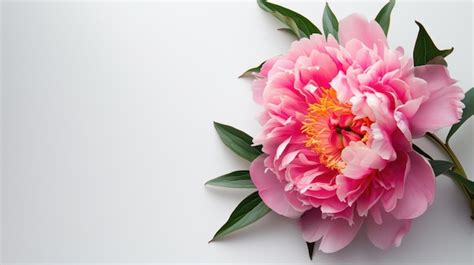 Premium Photo | Lush pink peony with detailed petals on white