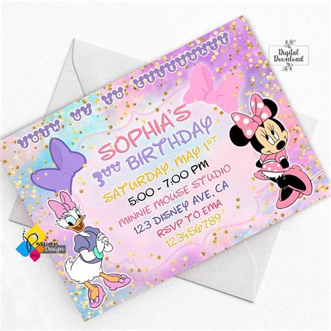 Printable Minnie Mouse and Daisy Duck Birthday Party Invitation ...