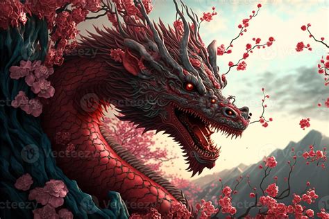 Chinese dragon fantasy background, Asian and Eastern mythological ...