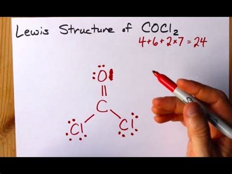 How to Draw the Lewis Structure of COCl2 (dichloromethanal, phosgene ...