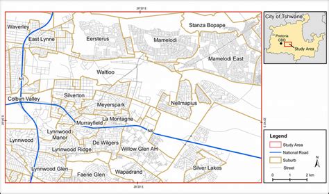 Geographical study area in the City of Tshwane (Map compiled by the ...