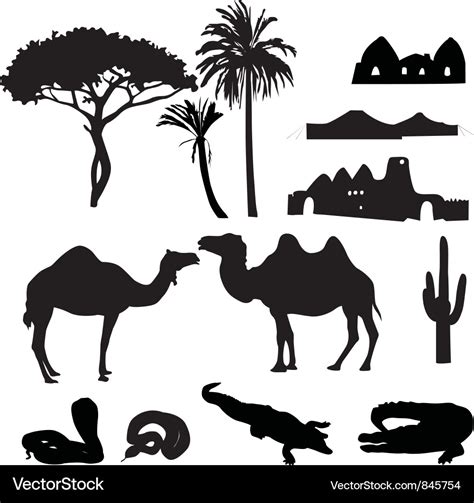 Silhouettes african desert Royalty Free Vector Image