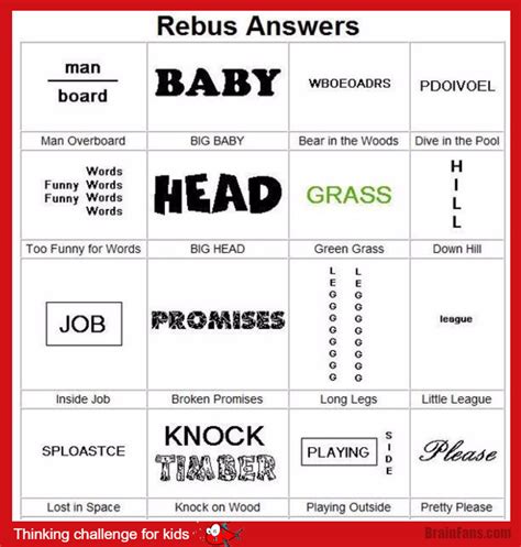 Rebus for kids challenge | Kids Riddles Logic Puzzle - BrainFans