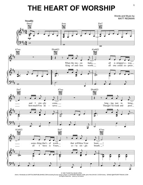 The Heart Of Worship by Matt Redman Sheet Music for Piano, Vocal ...