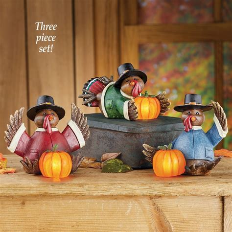 Lighted Turkeys Thanksgiving Table Decorations Set, 3 Pc - Acoutlet ...