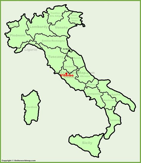 Viterbo sulla mappa dell'Italia