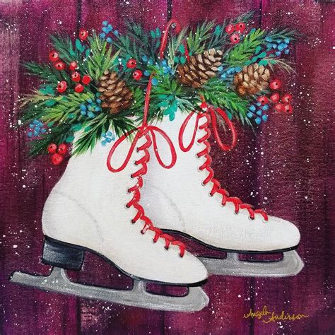 Ice Skates Acrylic Painting Tutorial FREE on YouTube by Angela Anderson ...