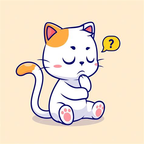 Free Vector | Cute cat thinking cartoon vector icon illustration animal ...