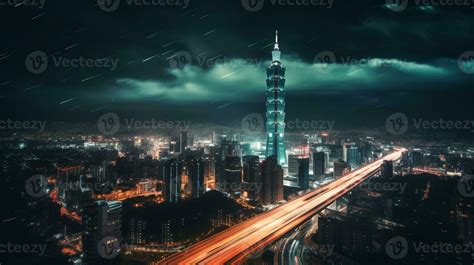 Night view of Taipei 101. Generative AI 32977386 Stock Photo at Vecteezy