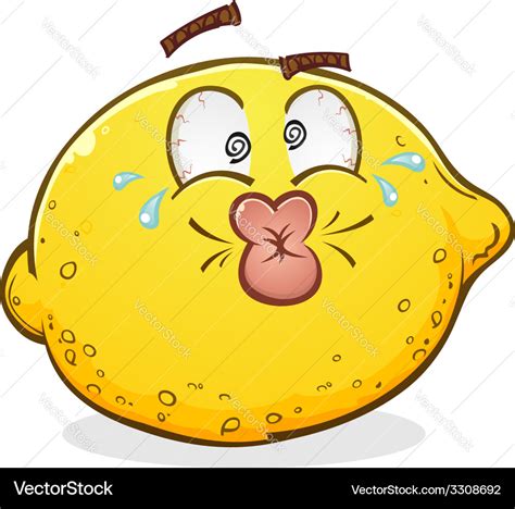 Sour pucker face lemon cartoon character Vector Image