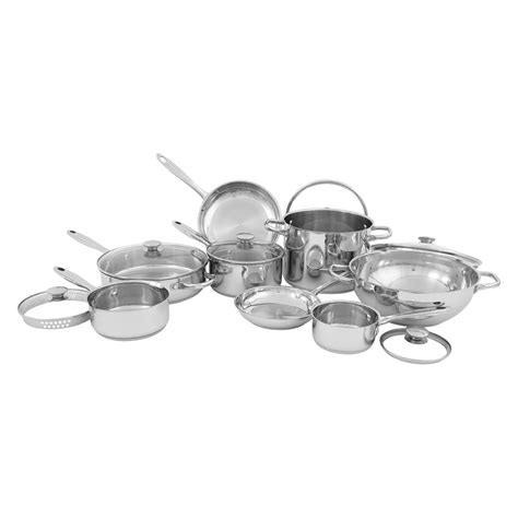 Wolfgang Puck 14 Piece Stainless Steel Cookware Set at Hayneedle