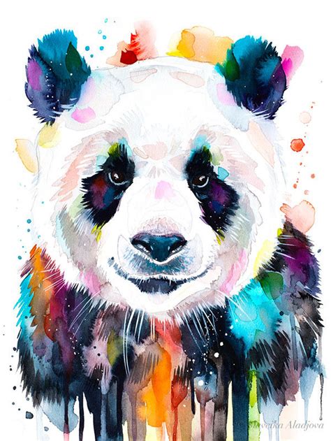 Colorido panda acuarela pintura impresión por Slaveika | Etsy ...