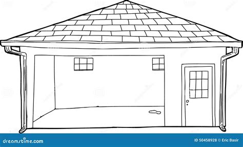 Empty Outlined Garage Cartoon Stock Illustration - Image: 50458928