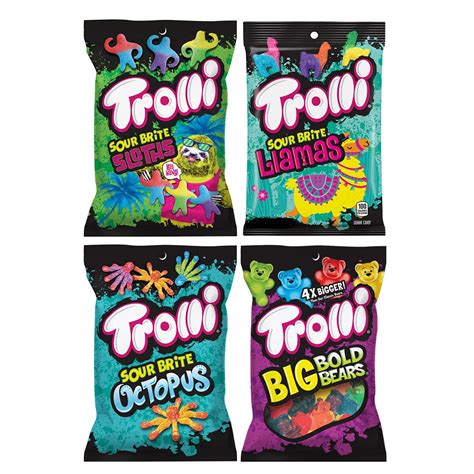 Trolli Gummy Awesome Animal Variety Mix, Pack of 4 - 1 of Each (Sour ...