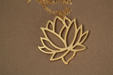 Lotus necklace, gold lotus flower necklace, blooming flower jewelry ...