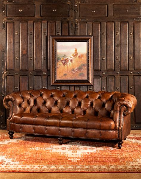 Winchester Tufted Leather Sofa | American Made | Adobe Interiors