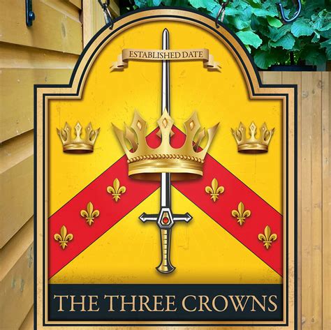 Three Crowns Personalised Home Pub Sign Man Cave Sign By Two Fat Blokes ...