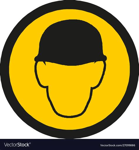 Warning sign wear safety helmet Royalty Free Vector Image