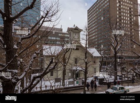 Sapporo, Japan-December 26,2017:Sapporo Clock Tower is a symbol of ...