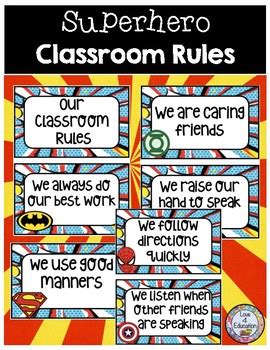 Classroom Rules Superhero Theme by Love 4 Education | TpT