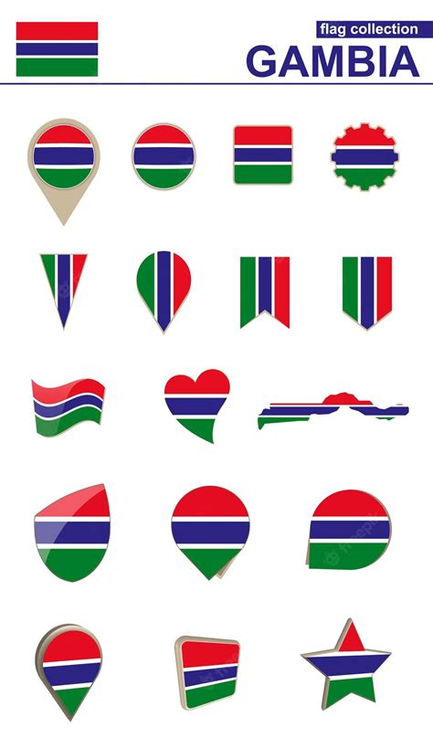 Premium Vector | Gambia flag collection big set for design