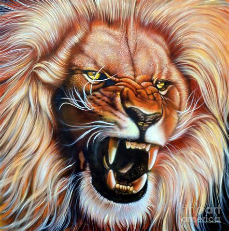 Roaring lion Painting by Johan Van Greunen - Pixels