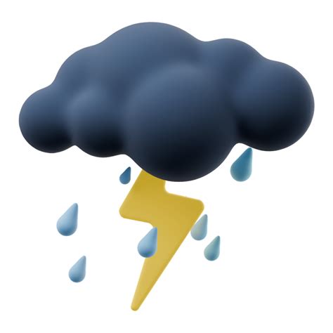 3D cartoon weather rain clouds with thunderstorm. Dark cloud sign with ...