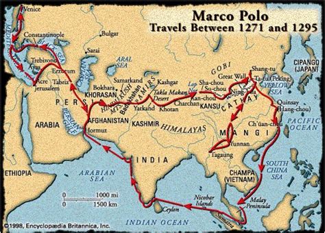 Map of Marco Polo Travels 1271-1295