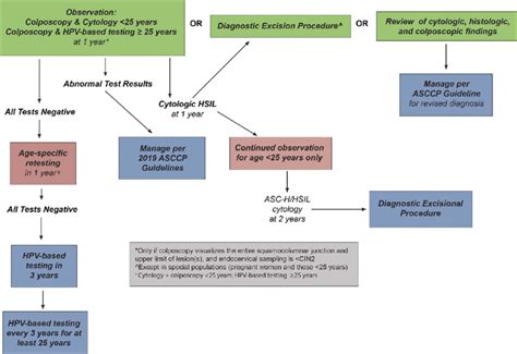 This figure describes management of histologic LSIL (CIN 1) preceded by ...