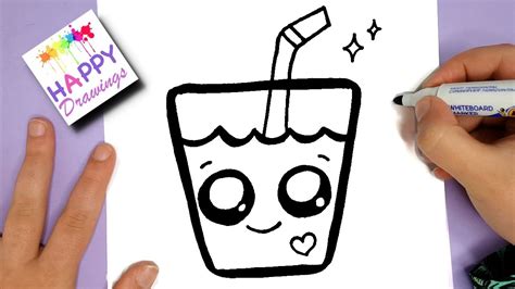 HOW TO DRAW A SUPER CUTE DRINK - KAWAII HAPPY DRAWINGS