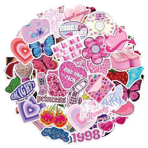 Buy K1tpde 52PCS Y2k Aesthetic Stickers, Cyber 2000s Fashion Sticker ...